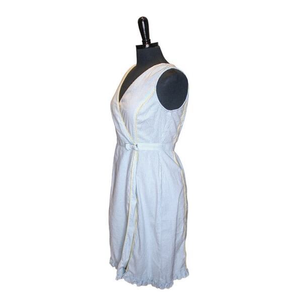 Pappagallo Wrap Dress Seersucker Mini V Neck Sleeveless Striped Size 6 - Picture 2 of 5
